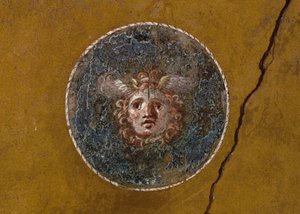 Medaillon mit Gorgonenhaupt, rechter Flügel im Haus der Vettii, Pompeji (UNESCO-Welterbeliste) von Roman Roman