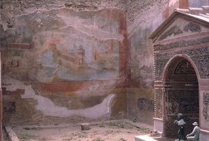 Pompeji, Casa de Diana und Amphitrite-Brunnen und Wandmalerei, Italien