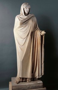 Römische Kunst: „Aphrodite Sosandra“ Marmorskulptur des 1. Jahrhunderts nach einem griechischen Original von Calamis aus dem 5. Jahrhundert v. Chr. Entdeckt in Baiae, Italien. Neapel, Nationales Archäologisches Museum von Roman Roman