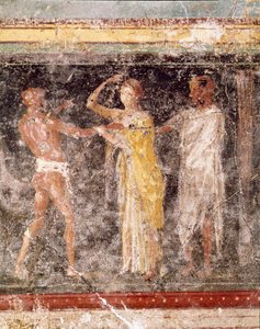Römische Kunst: Kampfszene zwischen einem Mann und einer Frau, aus dem Fries von Raum C, Villa Farnesina von Roman Roman