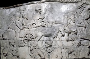 Römische Kunst: „die römische Armee im Einsatz“ Abguss von 1862, der die Basreliefs der Trajanssäule (Colonna Traiana) in Rom reproduziert, die während der Herrschaft von Kaiser Trajan (53-117) erbaut wurde. Die Trajanssäule erinnert an die siegreichen Kam von Roman Roman