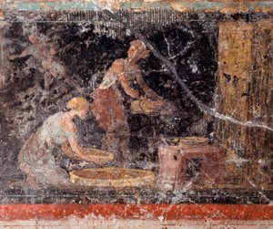 Römische Kunst: Frauen bei Hausarbeiten, aus dem Fries von Raum C, Villa Farnesina