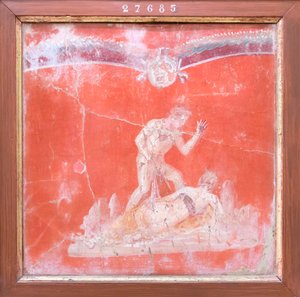 Satyr und Nymphe, 50-79 n. Chr. (Fresko) von Roman Roman