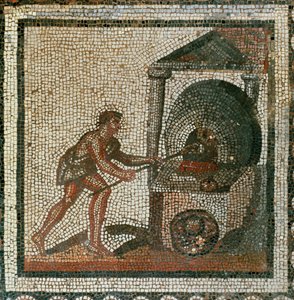 Brot in den Ofen schieben von Roman Roman