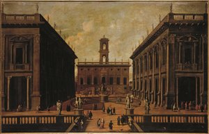 Ansicht der Piazza del Campidoglio, Rom von Roman School