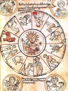 Die Sonne umgeben von den Tierkreiszeichen