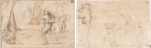 Romulus und Remus gefunden von Faustulus (recto) Konzentrische Kreise (verso) von Romanino