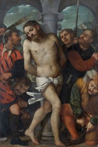 Die Geißelung, Rückseite Die Madonna der Barmherzigkeit, ca. 1540 von Romanino