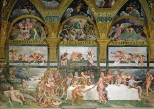 Kammer von Amor und Psyche, Vorbereitungen für das Bankett der Götter zur Hochzeit von Amor und Psyche von Romano Giulio