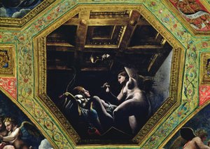 Kammer von Amor und Psyche, Psyche betrachtet Amor von Romano Giulio
