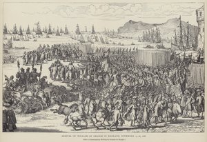 Ankunft von Wilhelm von Oranien in England, November 1688 (Lithografie)