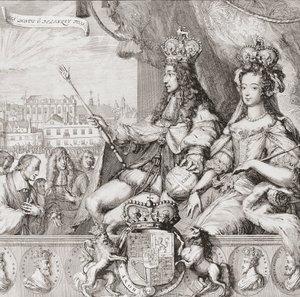 Krönung des englischen Königs Wilhelm III. und Königin Maria II. am 11. April