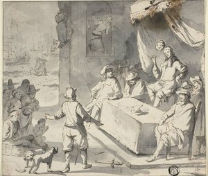 Szene aus der niederländischen Geschichte: Bittsteller vor dem Herrscher