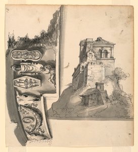 Fries im klassischen Stil, eine Villa auf einem Hügel von Romolo Achille Liverani