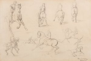 Studien eines Pferdes und Reiters von Rosa Bonheur