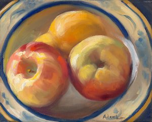 Gelbe Birne und Äpfel, 2017