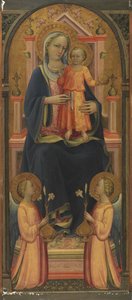Jungfrau und Kind auf dem Thron, mit zwei Engeln, ca. 1420-25