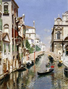 Ein venezianischer Kanal mit der Scuola Grande di San Marco und Campo San Giovanni e Paolo, Venedig von Rubens Santoro