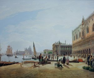 Die Riva degli Schiavoni mit dem Dogenpalast von Rudolf von Alt