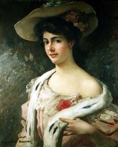 Porträt der Frau des Künstlers mit Hut
