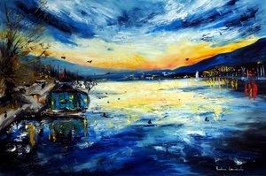 Abend am See in der Schweiz