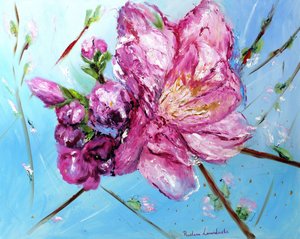Rosa Kirschblüten mit Goldverzierung