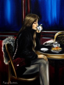 Frau in einem Pariser Café II, 2024