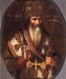 Porträt von Joachim, Patriarch von Moskau 1674-1690, Ende des 17. Jahrhunderts von Russian Master