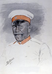 General Anatoli Stoessel, Kommandant des Platzes Port Arthur, Pastell von Kraftshenko von Russian School