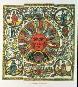 Die Sonne und der Tierkreis, russisch, spätes 18. Jahrhundert von Russian School