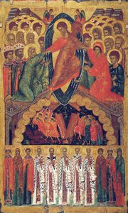 Der Abstieg in die Hölle, mit ausgewählten Heiligen, Ende des 15. Jahrhunderts von Russian icon.