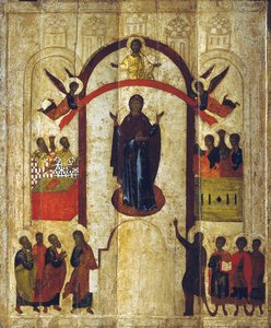 Der Schutz der Gottesmutter Pokrov, ca. 1399