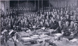 Eines der bedeutendsten Ereignisse in der Geschichte des Parlaments, 3. August 1914, aus Cassells Geschichte des britischen Volkes, veröffentlicht von der Waverley Book Company Limited, um 1940 von S. Begg