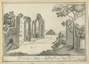 Croxden Abbey: Sepia-Zeichnung, 6. August 1772 von S Bentley