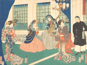 Salon eines ausländischen Geschäftsbetriebs in Yokohama, 9. Monat, 1861 von Sadahide Utagawa
