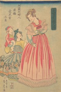 Niederländische Frau und Kind, 1860 von Sadahide Utagawa