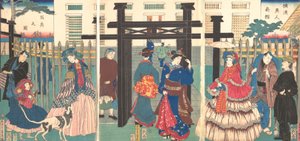 Ausländisches Geschäft in Yokohama, 1861 von Sadahide Utagawa