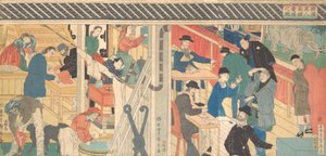 Verkaufsraum im Außenhandelsgebäude in Yokohama, 1861