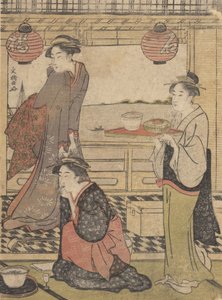 Eine Unterhaltung in Shinagawa, ca. 1788 von Sakuragawa Bunkyo