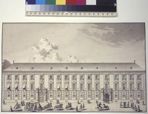 Ganzseitig: Vorderansicht des Palastes in Nos von Salomon Kleiner