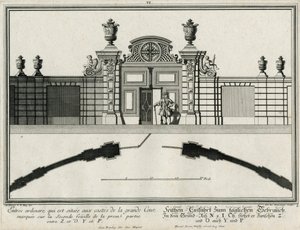 Grund- und Aufriss eines Seitentors zum Ehrenhof