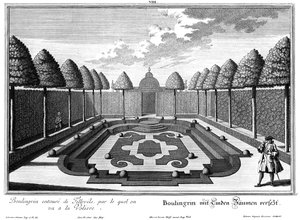 Prospekt des Boulingrins im "Kleinen Garten" von Salomon Kleiner