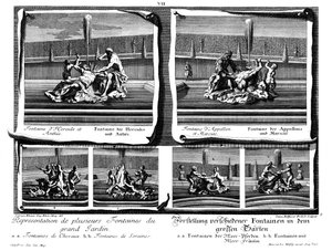 Sechs verschiedene Fontänen des großen Gartens von Salomon Kleiner