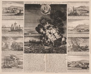Titelblatt, das die Reise von Willem Isbrandtse Bontekoe nach Ostindien illustriert von Salomon Savery