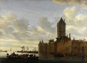 Flussmündung mit befestigter Stadt von Salomon van Ruisdael or Ruysdael