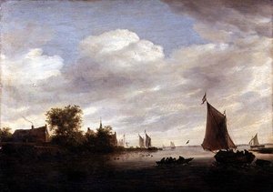 Flussmündung mit Segelschiffen