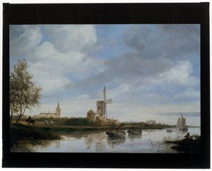 Flusslandschaft mit Windmühle von Salomon van Ruisdael or Ruysdael
