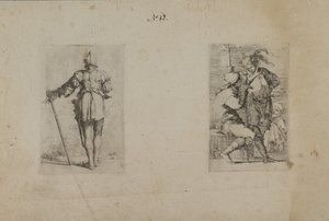 (Figurenserie) Rückansicht eines helmtragenden Mannes, stehend