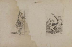 (Figurenserie) Helmträger mit verziertem Speer/Axt