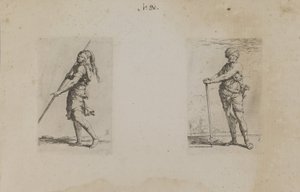 (Figurinenserie) Mann mit Federhut, Seitenansicht